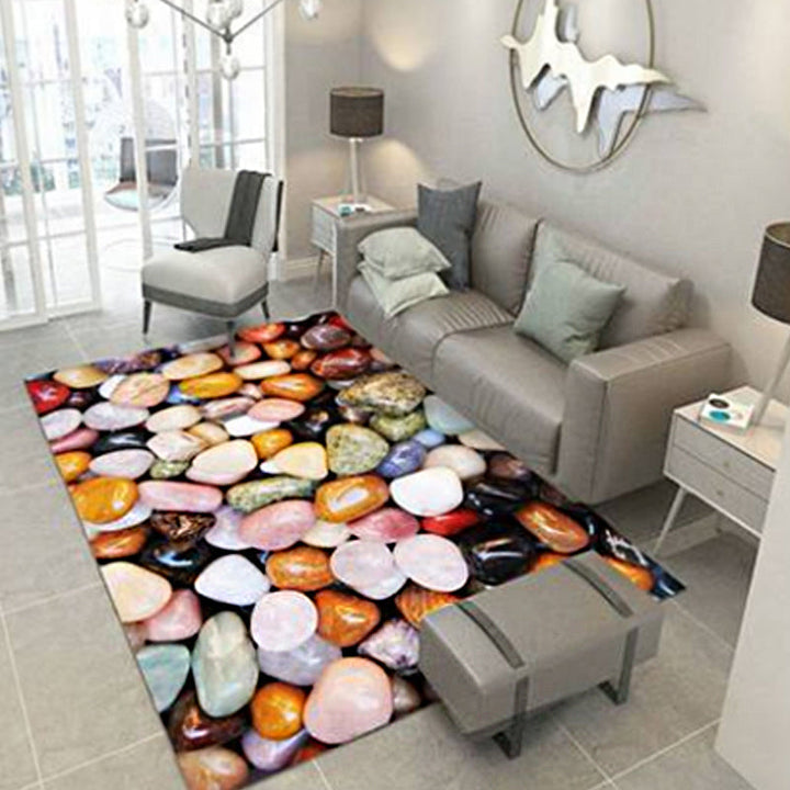 Lisslune | Multicolored floral print rug made of cotton blend Scandinavian rug Pet friendly Machine washable rug for parlor