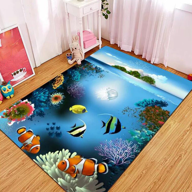 Lisslune | Multicolored floral print rug made of cotton blend Scandinavian rug Pet friendly Machine washable rug for parlor