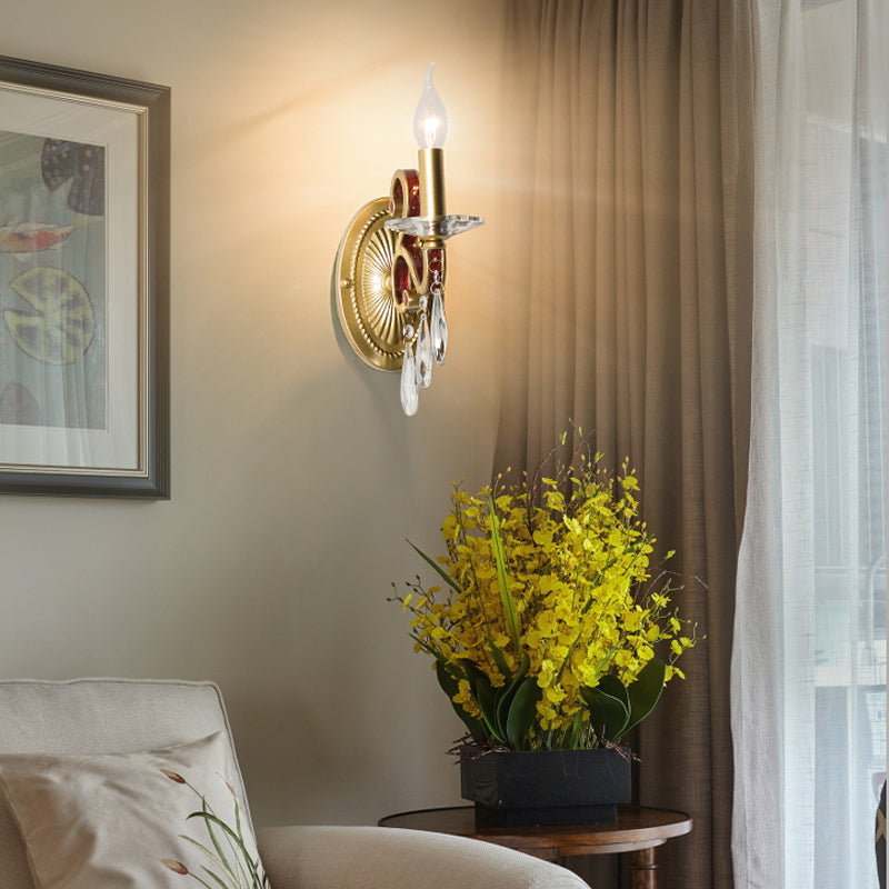 Skørter | 1 Lightweight Metal Wall Light Country House Style Golden Cones Bedroom Wall Lamp Fixture with/without Shade