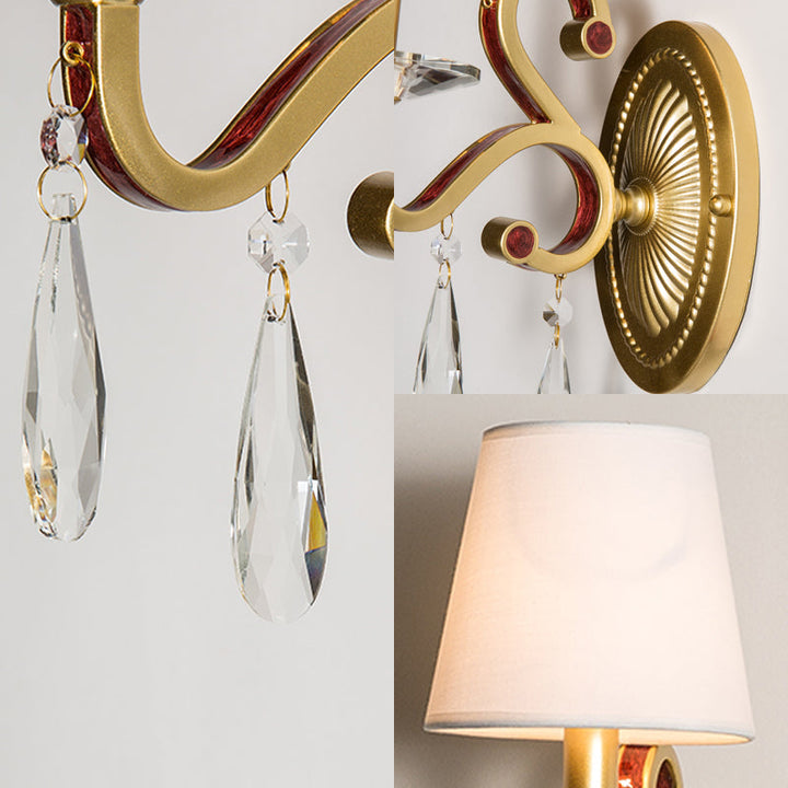Skørter | 1 Lightweight Metal Wall Light Country House Style Golden Cones Bedroom Wall Lamp Fixture with/without Shade