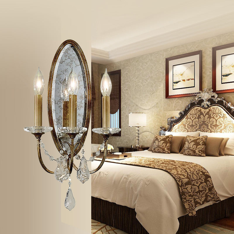 Skørter | 1 Light Open Glass Wall Lamp Rustic Antique Brass Metal Wall Fixture for Bedroom