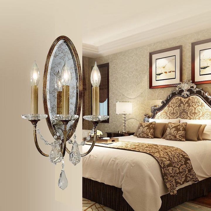 Skørter | 1 Light Open Glass Wall Lamp Rustic Antique Brass Metal Wall Fixture for Bedroom