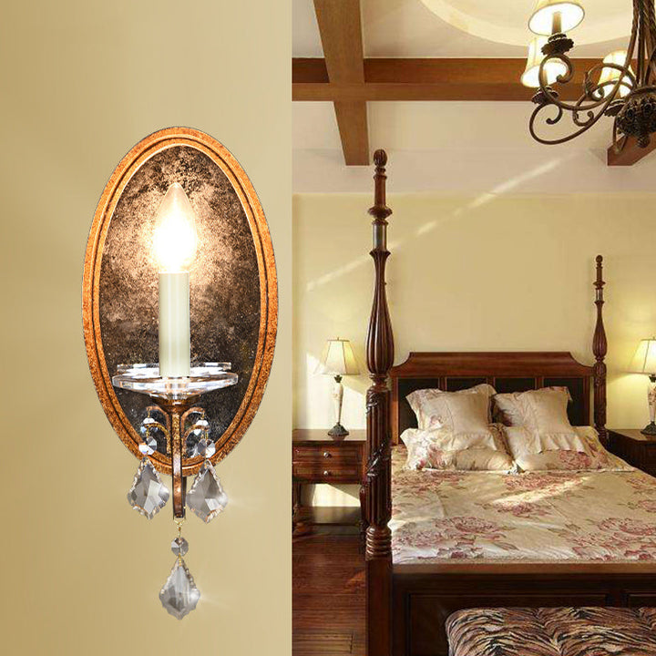 Skørter | 1 Light Open Glass Wall Lamp Rustic Antique Brass Metal Wall Fixture for Bedroom