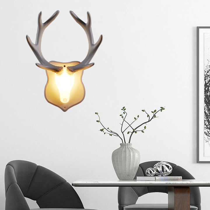 Skørter | Resin White/Blue Wall Lamp Fixture Deer LED Rustic Wall Lighting in Black/White for Living Room