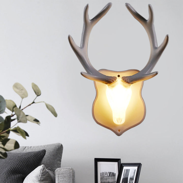 Skørter | Resin White/Blue Wall Lamp Fixture Deer LED Rustic Wall Lighting in Black/White for Living Room