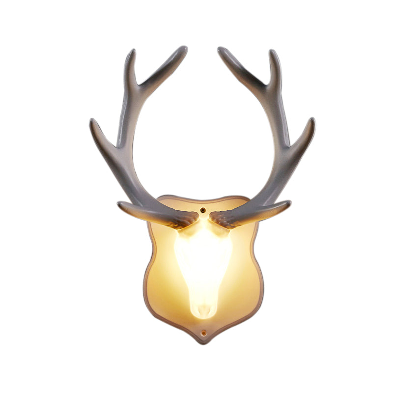 Skørter | Resin White/Blue Wall Lamp Fixture Deer LED Rustic Wall Lighting in Black/White for Living Room