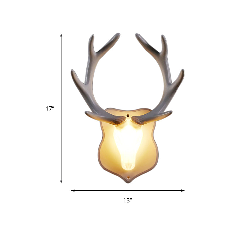 Skørter | Resin White/Blue Wall Lamp Fixture Deer LED Rustic Wall Lighting in Black/White for Living Room