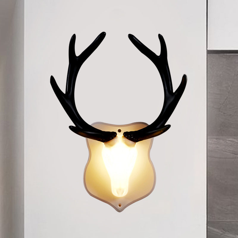 Skørter | Resin White/Blue Wall Lamp Fixture Deer LED Rustic Wall Lighting in Black/White for Living Room