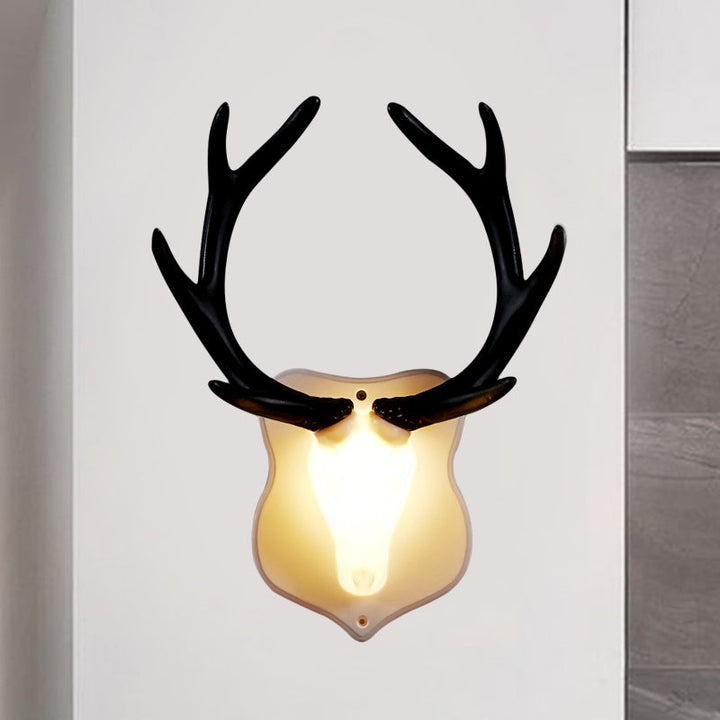 Skørter | Resin White/Blue Wall Lamp Fixture Deer LED Rustic Wall Lighting in Black/White for Living Room