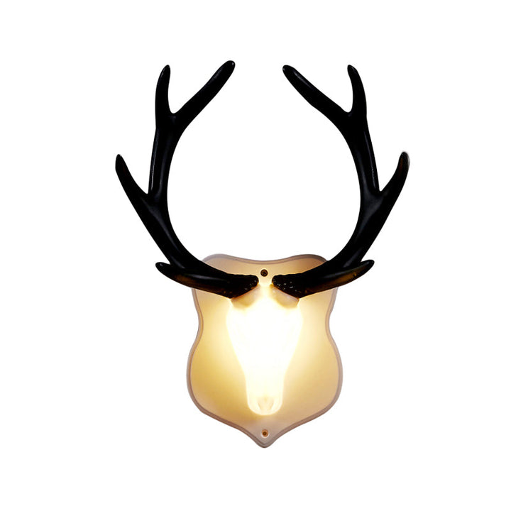 Skørter | Resin White/Blue Wall Lamp Fixture Deer LED Rustic Wall Lighting in Black/White for Living Room