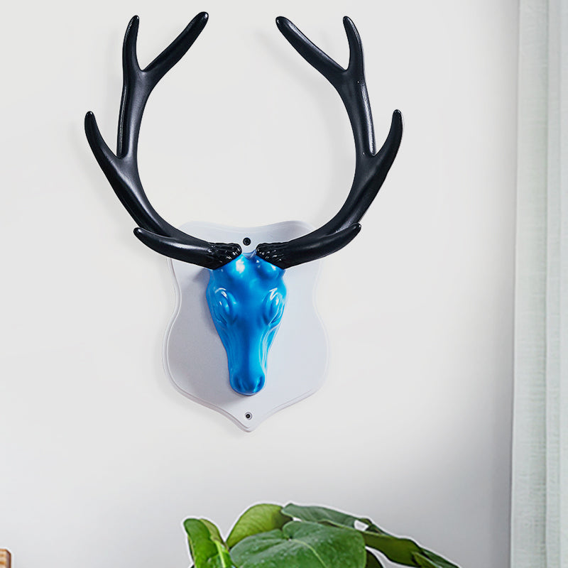 Skørter | Resin White/Blue Wall Lamp Fixture Deer LED Rustic Wall Lighting in Black/White for Living Room