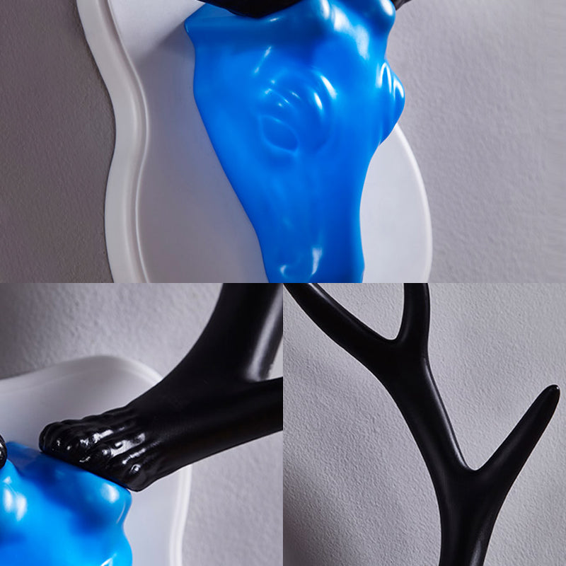 Skørter | Resin White/Blue Wall Lamp Fixture Deer LED Rustic Wall Lighting in Black/White for Living Room