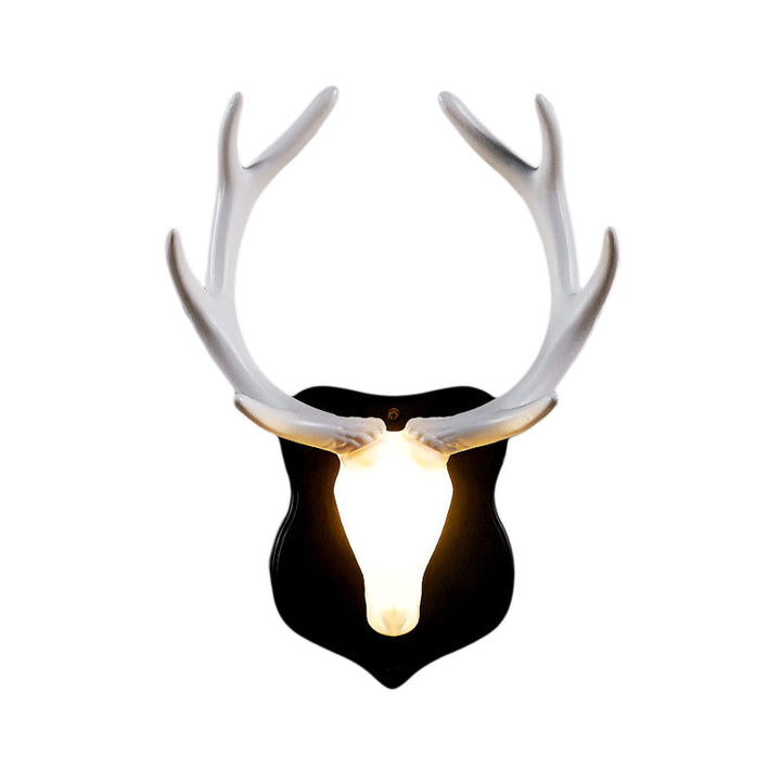Skørter | LED Deer Wall Lamp Rural White/Blue Resin Wall Lamp Provision for Living Room with White/Black Antlers