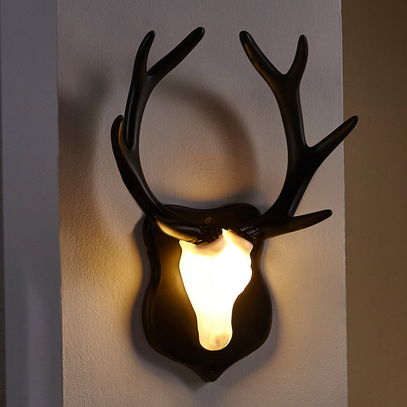 Skørter | LED Deer Wall Lamp Rural White/Blue Resin Wall Lamp Provision for Living Room with White/Black Antlers