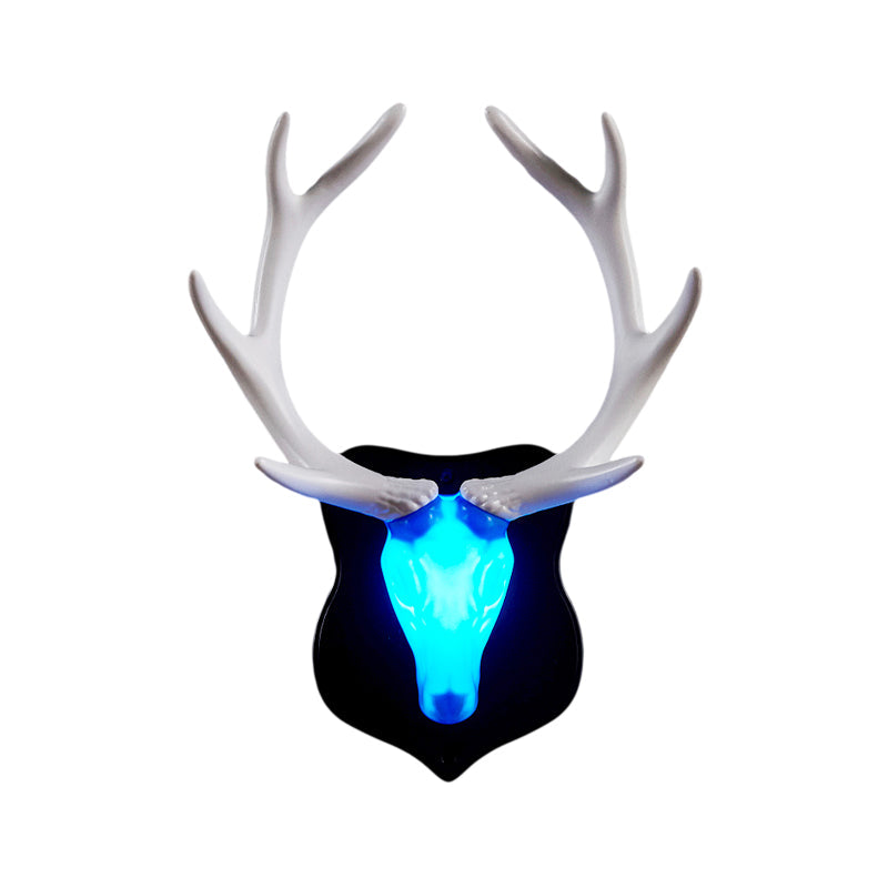 Skørter | LED Deer Wall Lamp Rural White/Blue Resin Wall Lamp Provision for Living Room with White/Black Antlers