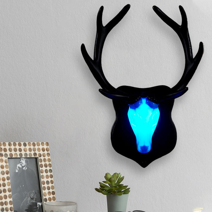 Skørter | LED Deer Wall Lamp Rural White/Blue Resin Wall Lamp Provision for Living Room with White/Black Antlers