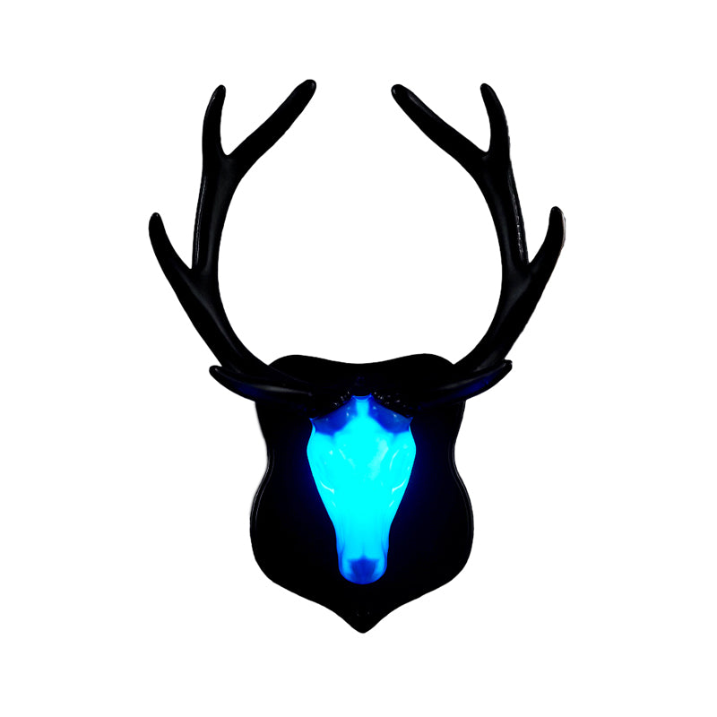 Skørter | LED Deer Wall Lamp Rural White/Blue Resin Wall Lamp Provision for Living Room with White/Black Antlers