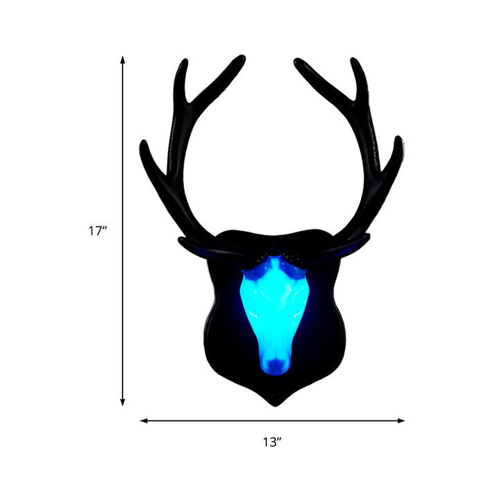 Skørter | LED Deer Wall Lamp Rural White/Blue Resin Wall Lamp Provision for Living Room with White/Black Antlers