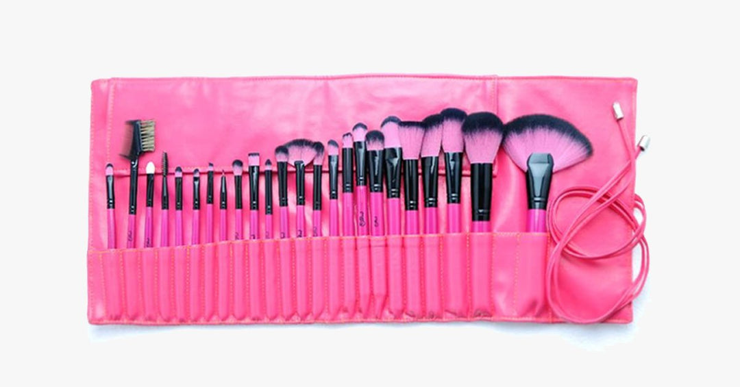 Lisslune | Hot Pink 24-Piece Makeup Brush Set