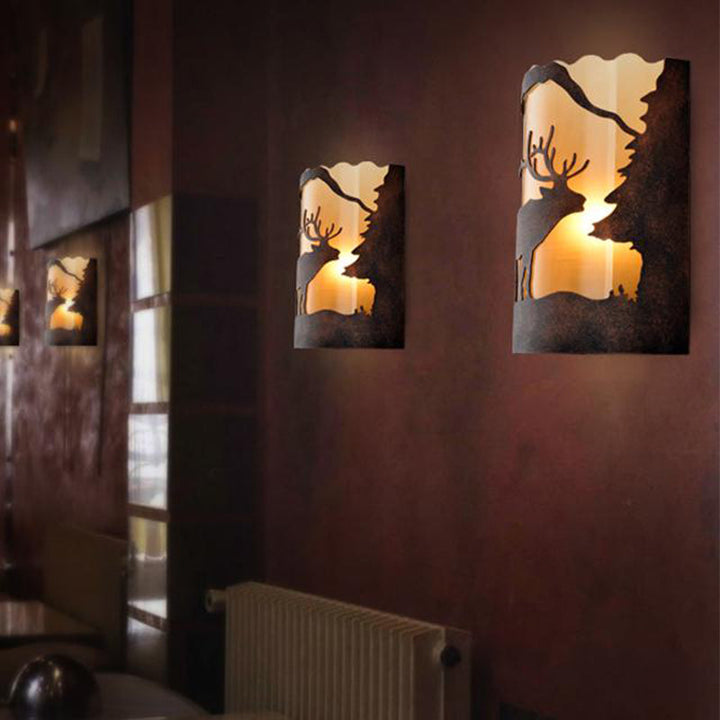 Skørter | Metal Rock Wall Lamp Half Cylinder 1-Light Rustic Wall Lighting with Fabric Shade