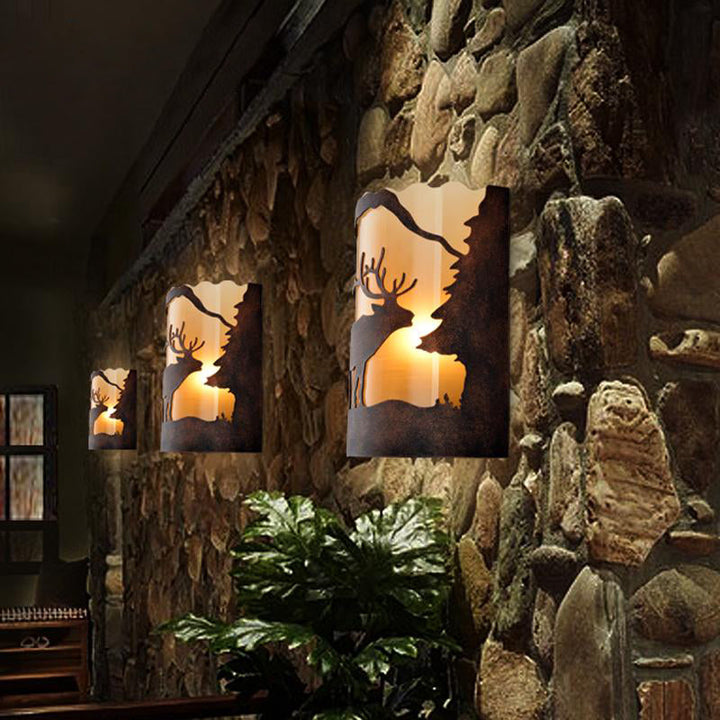 Skørter | Metal Rock Wall Lamp Half Cylinder 1-Light Rustic Wall Lighting with Fabric Shade