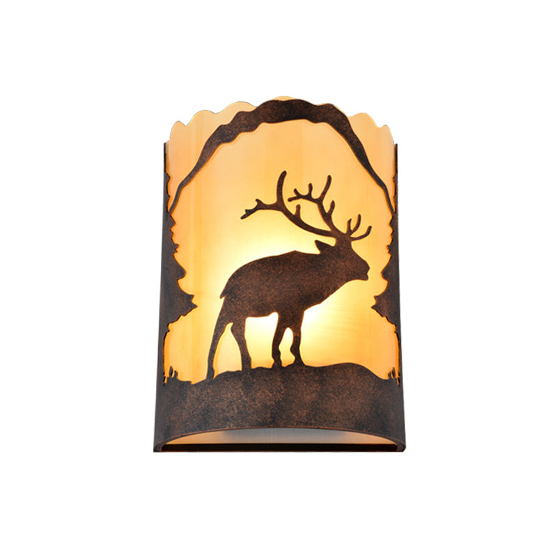 Skørter | Metal Rock Wall Lamp Half Cylinder 1-Light Rustic Wall Lighting with Fabric Shade