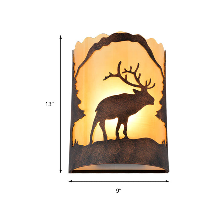 Skørter | Metal Rock Wall Lamp Half Cylinder 1-Light Rustic Wall Lighting with Fabric Shade