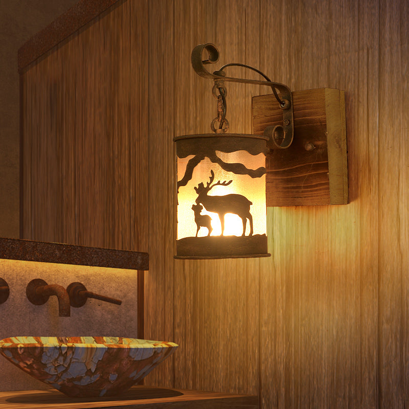 Skørter | 1 Light Bulb Veranda Wall Lamp Country Rustic Wall Sconce with Cylindrical Fabric Shade