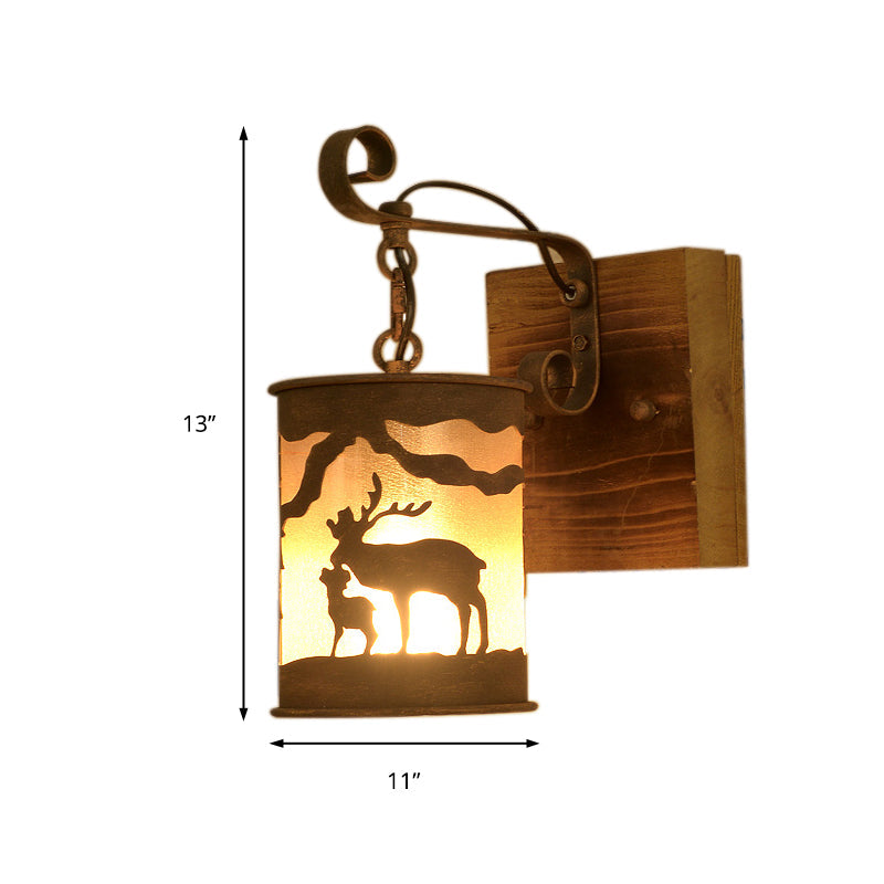 Skørter | 1 Light Bulb Veranda Wall Lamp Country Rustic Wall Sconce with Cylindrical Fabric Shade