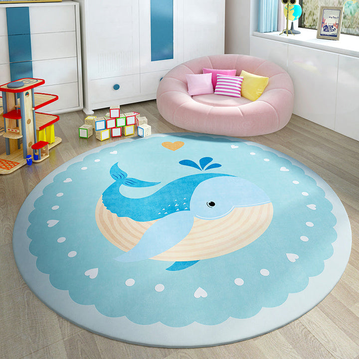 Lisslune | Trendy Children's Room Rug Multicolored Cartoon Animal Print Indoor Rug Synthetic Easy Care Pet Friendly Washable Rug