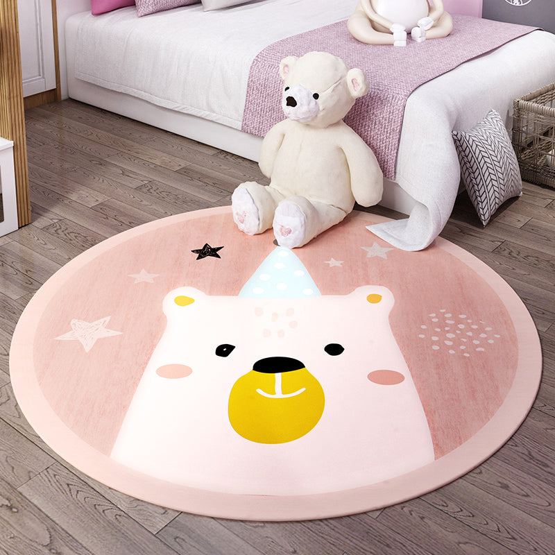 Lisslune | Trendy Children's Room Rug Multicolored Cartoon Animal Print Indoor Rug Synthetic Easy Care Pet Friendly Washable Rug