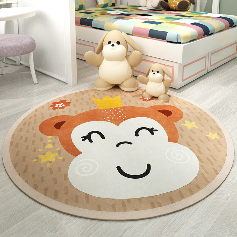 Lisslune | Trendy Children's Room Rug Multicolored Cartoon Animal Print Indoor Rug Synthetic Easy Care Pet Friendly Washable Rug