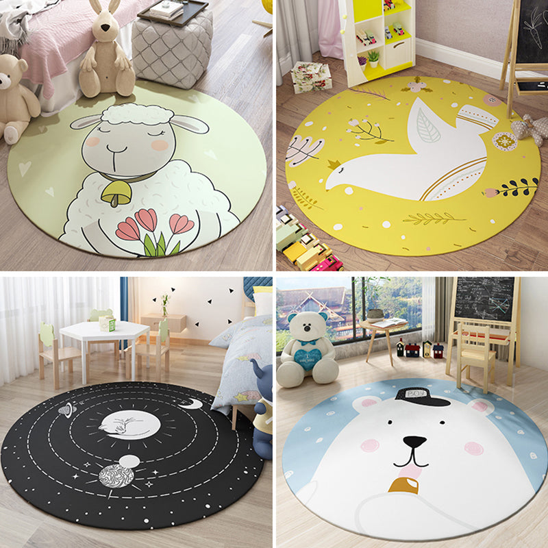 Lisslune | Beautiful Children's Room Carpet Colorful Cartoon Printed Indoor Carpet Polypropylene Pet-Friendly Machine Washable Carpet