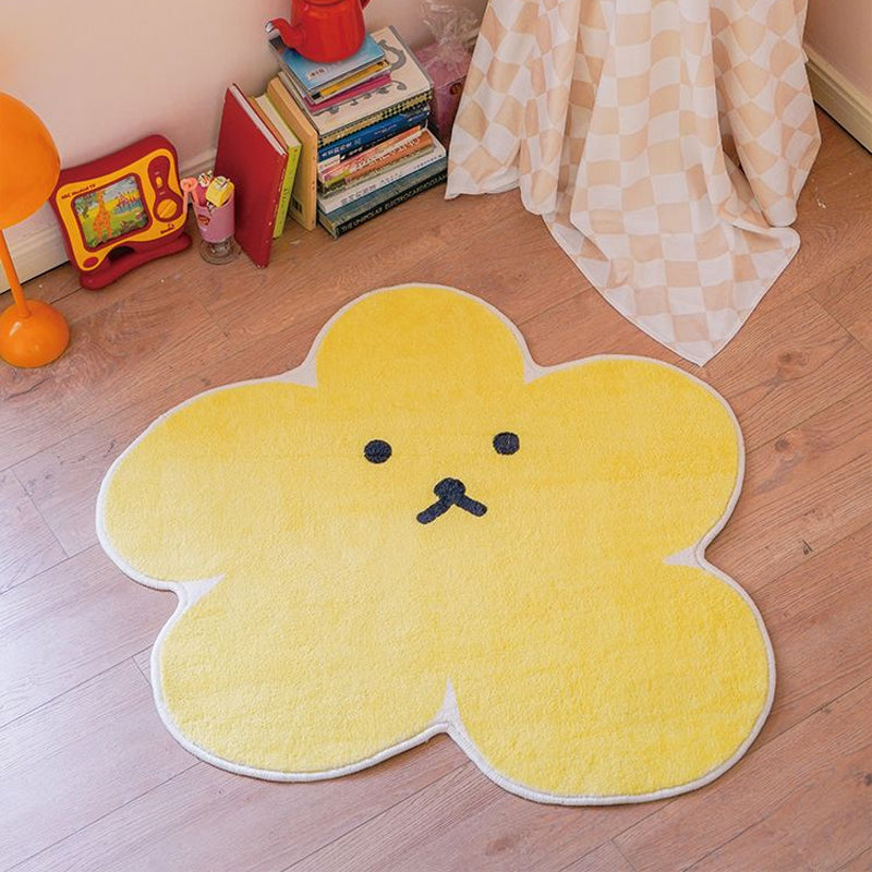 Lisslune | Relaxing Bedroom Rug Yellow Cartoon Printed Indoor Rug Polyester Non-Slip Back Stain-Resistant Area Rug