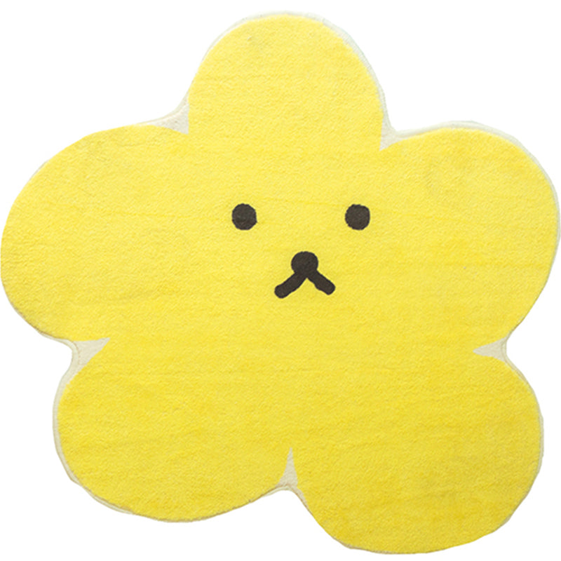 Lisslune | Relaxing Bedroom Rug Yellow Cartoon Printed Indoor Rug Polyester Non-Slip Back Stain-Resistant Area Rug
