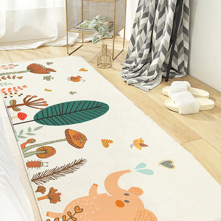 Lisslune | Fancy Cartoon Print Rug Multicolored Cotton Blend Indoor Rug Non-Slip Back Machine Washable Rug for the Bedroom