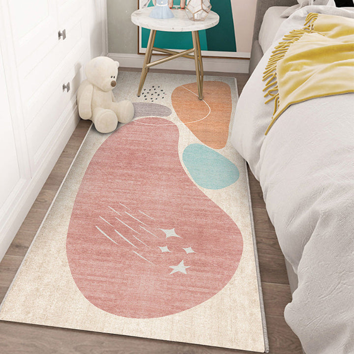 Lisslune | Western Bedroom Carpet Multicolored Color Block Indoor Carpet Polyester Non-Slip Underlay Machine Washable Rug