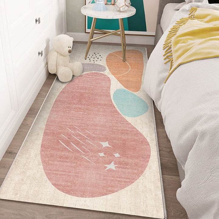 Lisslune | Western Bedroom Carpet Multicolored Color Block Indoor Carpet Polyester Non-Slip Underlay Machine Washable Rug