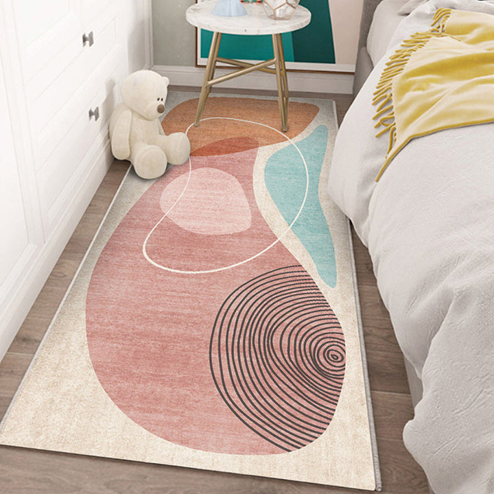 Lisslune | Western Bedroom Carpet Multicolored Color Block Indoor Carpet Polyester Non-Slip Underlay Machine Washable Rug