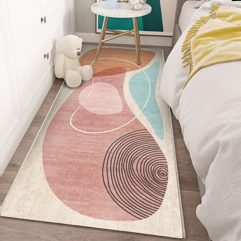 Lisslune | Western Bedroom Carpet Multicolored Color Block Indoor Carpet Polyester Non-Slip Underlay Machine Washable Rug