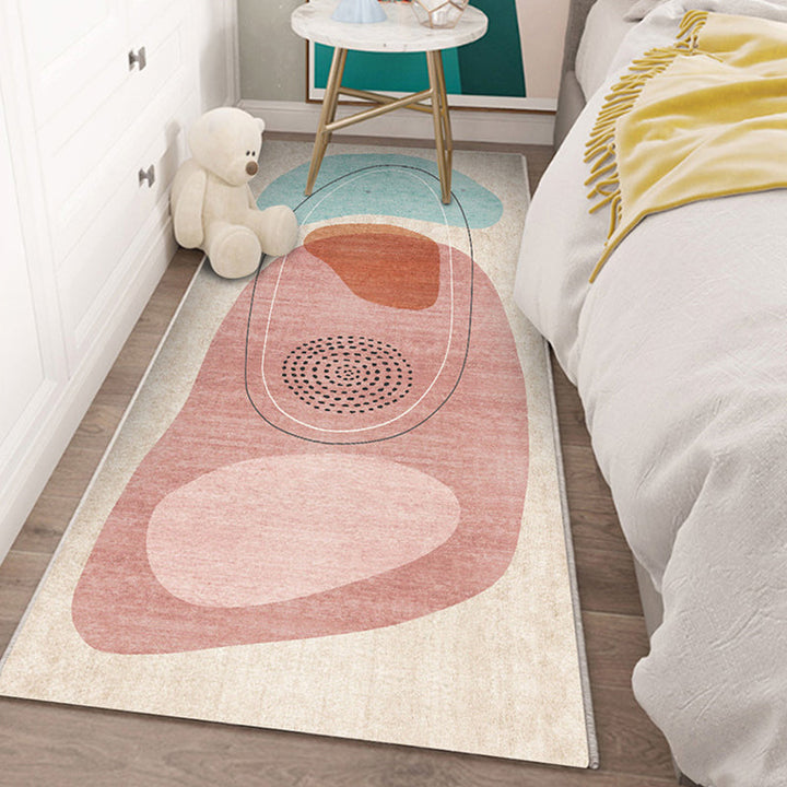 Lisslune | Western Bedroom Carpet Multicolored Color Block Indoor Carpet Polyester Non-Slip Underlay Machine Washable Rug