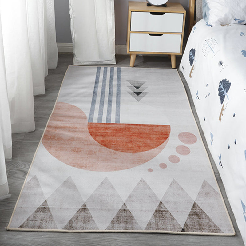 Lisslune | Scandinavian Bedroom Rug Multicolor Color Blocked Indoor Rug Synthetic Non-slip Machine Washable Carpet