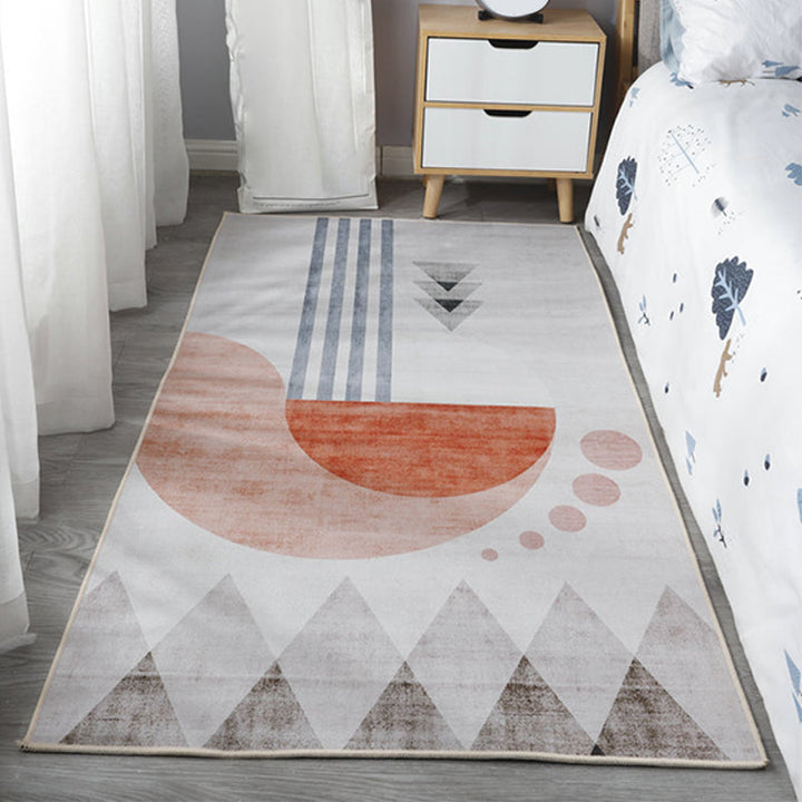 Lisslune | Scandinavian Bedroom Rug Multicolor Color Blocked Indoor Rug Synthetic Non-slip Machine Washable Carpet