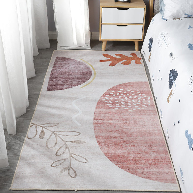 Lisslune | Scandinavian Bedroom Rug Multicolor Color Blocked Indoor Rug Synthetic Non-slip Machine Washable Carpet