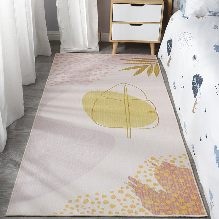 Lisslune | Scandinavian Bedroom Rug Multicolor Color Blocked Indoor Rug Synthetic Non-slip Machine Washable Carpet
