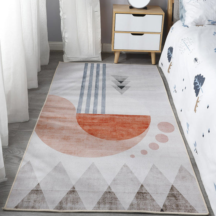 Lisslune | Scandinavian Bedroom Rug Multicolor Color Blocked Indoor Rug Synthetic Non-slip Machine Washable Carpet