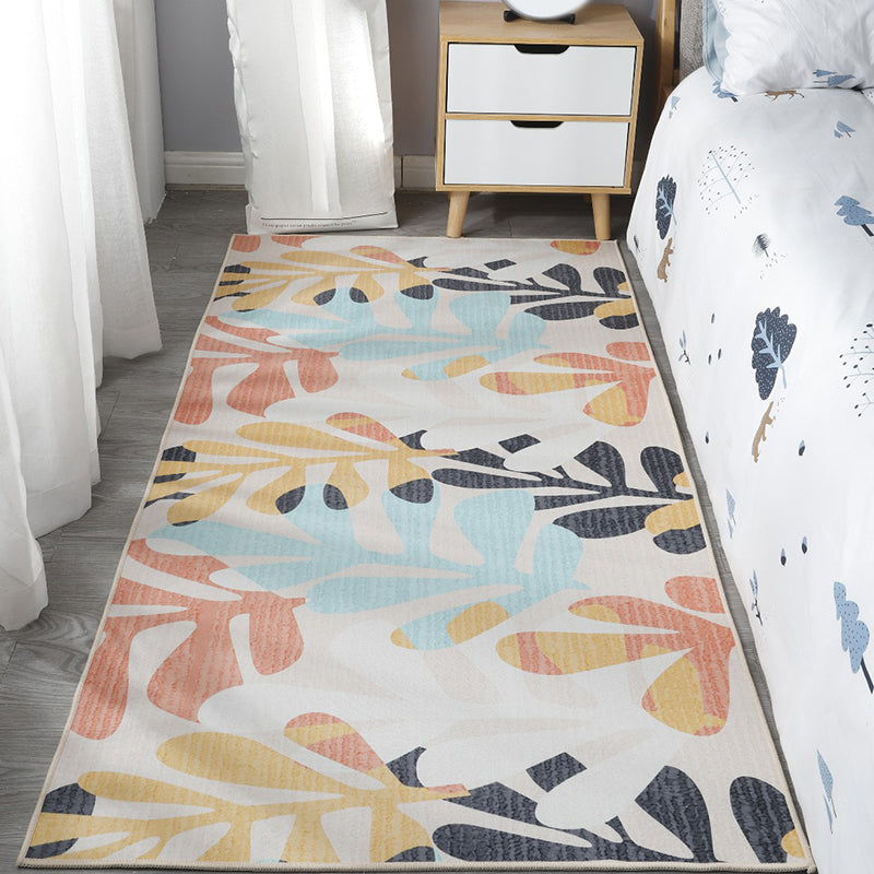 Lisslune | Scandinavian Bedroom Rug Multicolor Color Blocked Indoor Rug Synthetic Non-slip Machine Washable Carpet