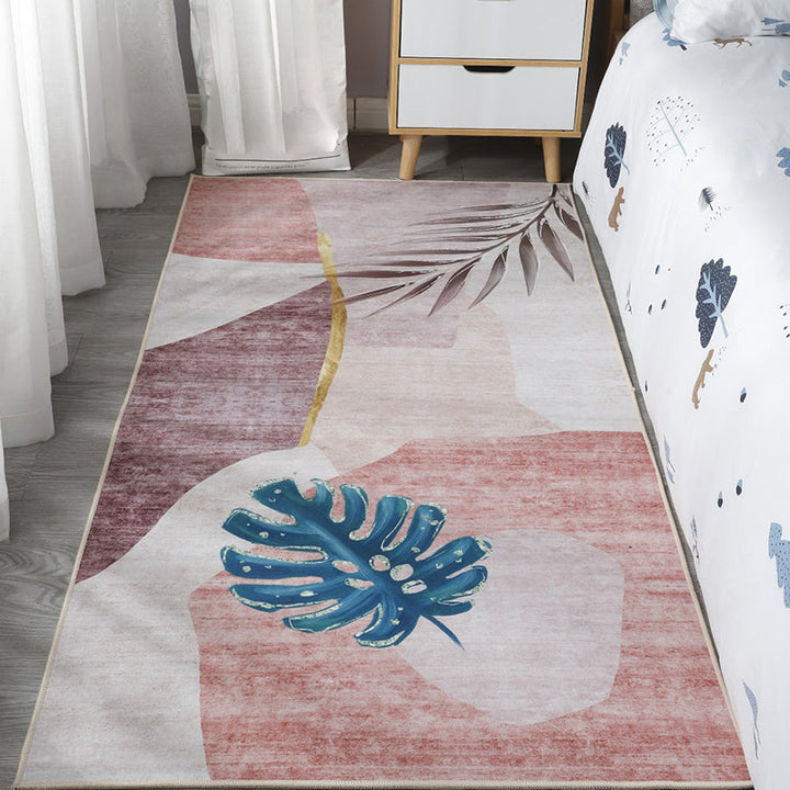 Lisslune | Scandinavian Bedroom Rug Multicolor Color Blocked Indoor Rug Synthetic Non-slip Machine Washable Carpet
