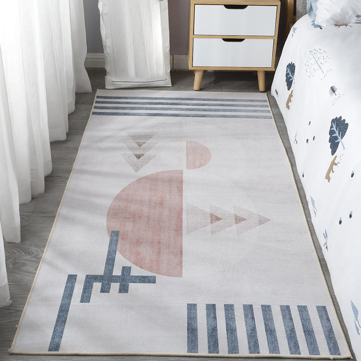 Lisslune | Scandinavian Bedroom Rug Multicolor Color Blocked Indoor Rug Synthetic Non-slip Machine Washable Carpet