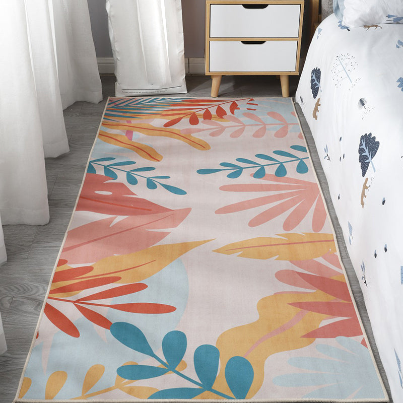 Lisslune | Scandinavian Bedroom Rug Multicolor Color Blocked Indoor Rug Synthetic Non-slip Machine Washable Carpet